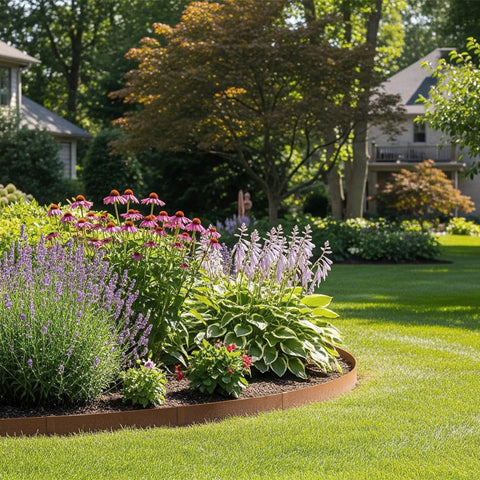 Heavy Duty Galvanized Steel Landscape Edging Kit 20 Ft Total Length 6 Pack 6.5 Inch Tall and 40 Inch Long Edging With 7 Stakes Bronze Border