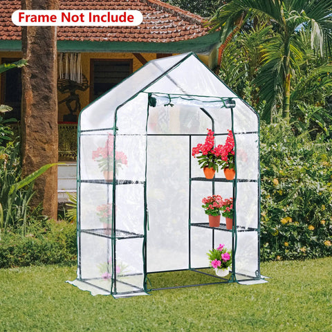 Walk In Greenhouse Replacement Cover With Roll-Up Zipper Door 28x56x76 Inch PVC Weatherproof See-Through Climate Shield For Plants Garden Frost Protection Wind Rain Proof No Frame Included