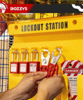 Lockout Tagout Kit and Wall Station for OSHA Safety, 6-Position Lockout Station with 3 Keyed-Different Padlocks