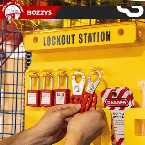 Lockout Tagout Kit and Wall Station for OSHA Safety, 6-Position Lockout Station with 3 Keyed-Different Padlocks