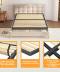 Twin Size Sag Proof Box Spring With Smooth Wooden Slats And Soft Rounded Corners showing slats and strong steel braces.