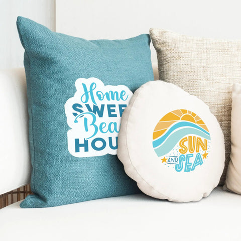 Pillows with graphic designs created using Iron On Heat Transfer Paper For Inkjet Printers Printable HTV For Dark And Light Fabrics.