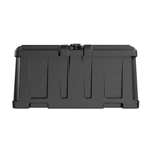 Tough As Nails Dual Group 8D Battery Box with easy install mounts, rotomolded black plastic, designed for marine, RV, and work truck use.