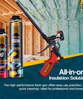 18 Pack Spray Foam Insulation Kit For Wall And Attic Sealing With Slick Expanding Urethane Formula includes a high-performance foam gun and cleaner.