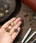 Brass Snap Button Kit 17Mm Snaps Set Of 10 with Leather Fasteners and 4 Setter Tools for Clothes and DIY Projects