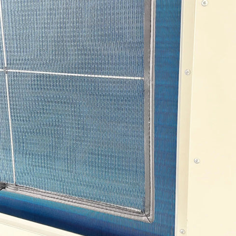 Close-up of Heavy Duty Industrial Air Conditioner 51100 BTU Portable Spot Cooler cooling coil, showcasing rugged design and efficiency.