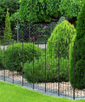 Decorative Garden Fence Panel Set 10 Pack 37.5 Inch High By 10 Feet Long Arc Rustproof Metal Wire Border installed in yard