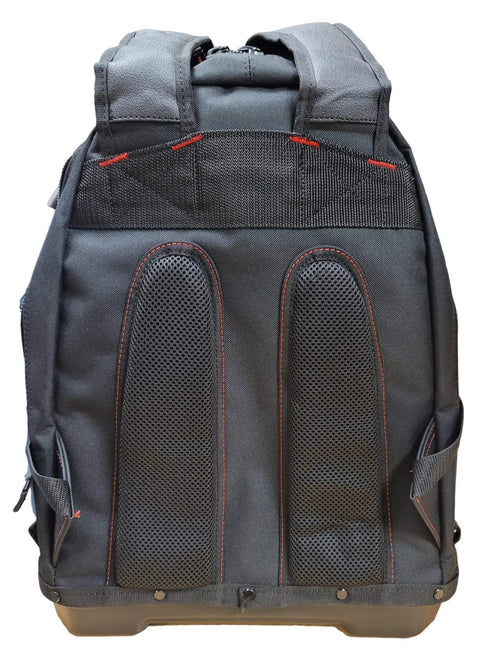 Back view of Heavy Duty Tool Backpack With Reinforced Bottom Waterproof PVC Coating Padded Back Support Breathable Fabric