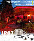 Red Outdoor Rope Lights 100 Feet With 1116 LEDs, Waterproof 360 Degree Omnidirectional Illumination on patio at night
