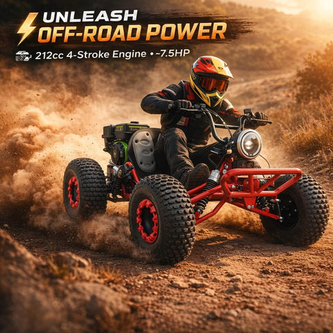 Beast 212cc 4 Stroke Off Road Go Kart With CVT Automatic Transmission, Hydraulic Disc Brakes, Electric And Pull Start, Red