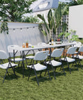 Heavy Duty 4 Foot Folding Table With Carry Handle And Mesh Bag Indoor Outdoor Portable Table For Picnic, Party, Camping, White