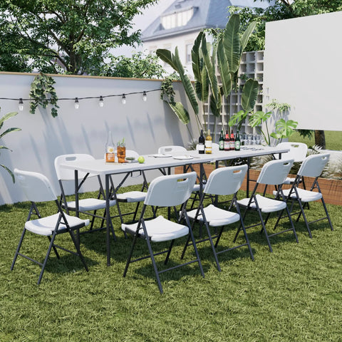 Heavy Duty 4 Foot Folding Table With Carry Handle And Mesh Bag Indoor Outdoor Portable Table For Picnic, Party, Camping, White