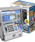 Talking ATM Piggy Bank For Kids With Digital Screen And Real Money Calculator, Interactive Safe Box, packaging visible