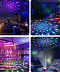 Disco Ball Party Lights With Remote Sound Activated RGB Seven Color Strobe DJ Lights For Home Parties Dance Rooms And Clubs Perfect For Weddings Xmas Birthdays And Show Stopper Vibes Two Pack in various settings