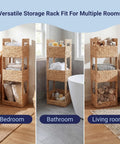 Gunter 35.5 Inch Coastal Handwoven Water Hyacinth 3 Tier Freestanding Storage Tower with metal frame for versatile room use