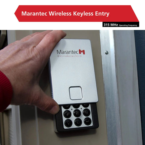 Hand using Wireless Keyless Garage Entry System With PIN Access For Up To Four Doors No Key Needed One Button Close Quick Setup