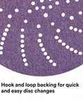 Close-up of Clean Sanding Paper Disc 732U 80 Grit Vacuum Sanding Disc with hook and loop backing showing dust extraction holes.