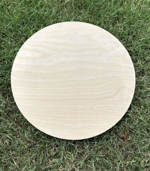 Borowood 18-inch birch wood round, top-down view, 1/4-inch thick plywood disc for crafts