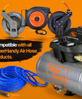 Go-To Portable Air Compressor 2 Gallon 135 PSI Battery Powered Ultra Quiet 60dB And Lightweight with SuperHandy hoses and reels