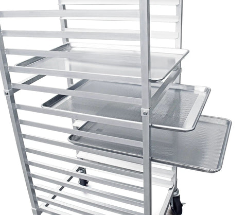 No Sweat Commercial Aluminum Sheet Pan Rack, Heavy Duty 20 Tier Bun Pan Organizer With Glide Ease End Load Slides And Locking Brake Wheels For Fast Paced Kitchen Crews Now