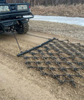 Rugged 6 Foot By 4 Foot Tow Behind Drag Harrow With Powder Coat Black Finish for Patios Gardens and Lawn Tractor Attachments