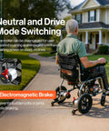 GoRide electric wheelchair by SuperHandy, lightweight foldable power chair with electromagnetic brake, side view