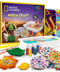 Kid-Friendly Arts And Crafts And Gross Science Kit Bundle For Kids With Mosaic Art Marble Painting Air Dry Pottery Projects And 45 Hands-On Experiments For Creative STEM Learning Fun. Mega craft kit with mosaic tiles and marbling tray