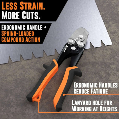 Pro Grade 30 Degree Sheet Metal Notcher with ergonomic handles and spring-loaded action for HVAC ductwork cuts