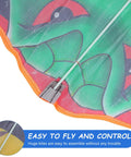Close-up of large snake kite design showcasing lightweight mesh material and reinforced frame. Long Snake Kite With Gold Foil Design For Adults And Family Outdoor Fun Large Ophidian Kite With Extra Long Tail For Beach Park And Backyard Flying Lightweight Portable Breeze Maker For Summer Vacations.