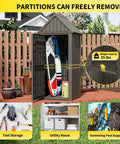 All Weather Outdoor Resin Storage Cabinet With Removable Shelves Lock Ring And Reinforced Floor in garden setting