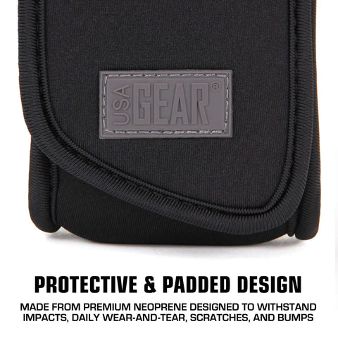 Close-up of neoprene fabric on vape pen travel case belt bag with belt loop and carabiner clip, featuring sturdy stitching.