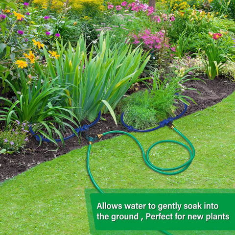 360 Degree Tree Watering Ring Kit For New Trees And Shrubs With Y Hose Splitter in garden setting