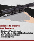 Aluminum Three Eighths Inch Dovetail Scope Mount For Red Ryder Lil Duke And Lil Sure Shot Rifles Black Finish Patent Pending