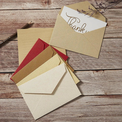 Rustic Ivory White Letter Set With Jute String Seals, 20 Premium Writing Papers And 10 Heavyweight Envelopes, 4 x 6 Inches, 250gsm Thick Paper