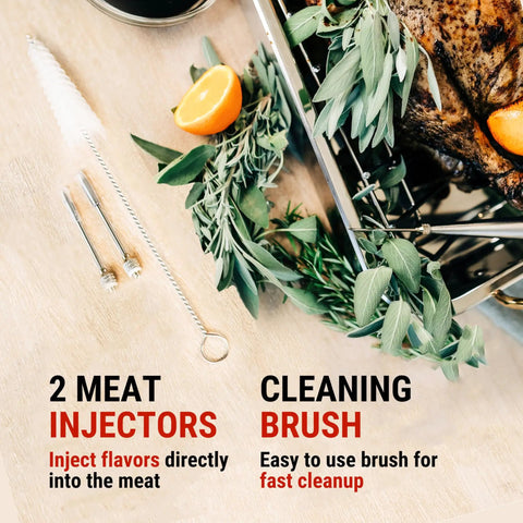 Juicy Thanksgiving Turkey Made Easy With This 5 Piece Turkey Baster Set Including Baster, Needle, Cleaning Brush