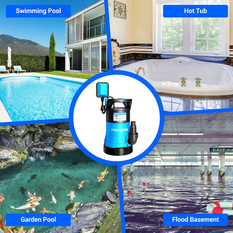Badass Heavy Duty 1HP Submersible Sump Pump Pulls A Knockout 5300GPH Flow for flooded basements, pools, and garden drainage.