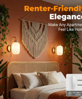 HAOFILM Battery Operated Wall Sconces Set of 2, 5000mAh Rechargeable Wireless Wall Sconce with Remote, mid-century modern in bedroom decor.