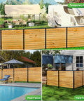 Three Panel No Dig Wood Privacy Fence Screen For Outdoor Use 42 Inch High By 40 Inch Wide Screening For Air Conditioners Trash Bins And AC Units Decorative Garden Patio Backyard Temporary Fencing With Easy Install used as temporary, pool, and yard fences.