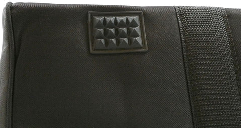 Close-up of Canvas Power Tool Contractor Bag With Heavy Duty Cross Stitch Handles Notched Feet For Floor Stability