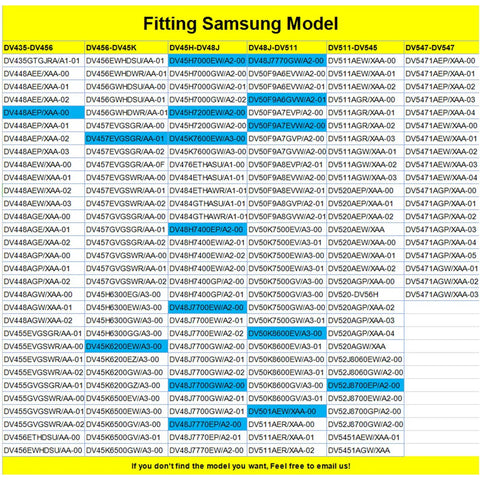 Model compatibility chart for Upgraded Dryer Pulley Belt Kit With Dual Ball Bearing Idler And Hefty 6602-001655 Belt