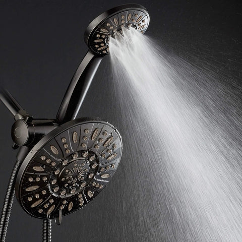 Oil Rubbed Bronze 7 Inch Premium High Pressure 3 Way Rainfall Shower Head Combo With 72 Inch Hose Six Settings in use