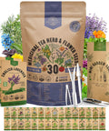 Grab And Grow All In One Medicinal Tea Herb And Flower Seeds Variety Pack For Indoor And Outdoor Gardens with tools and packets