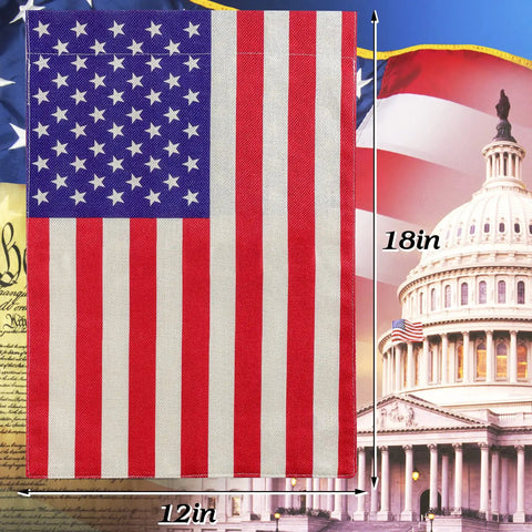 American Garden Flag 12x18 Inches Double Sided Burlap Stars And Stripes Weatherproof Patriotic USA Flag For Outdoor Yard