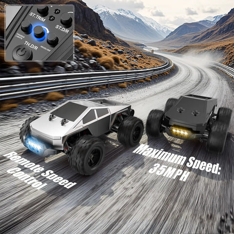 Turn Up The Thrill With A Brushless One Sixteenth RC Monster Truck That Hits 35 MPH Dual 1500mAh Batteries For Longer Runs