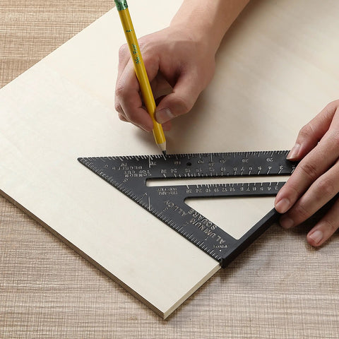 Rafter And Combination Square Tool Set For Woodworking, 7 Inch Rafter Square used for precise marking on wood surface