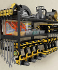 Power Tool Organizer Wall Mount Heavy Duty 350 Lbs Garage Storage Rack With Six Cordless Drill Holders 3 Tier 32 Inch Wide