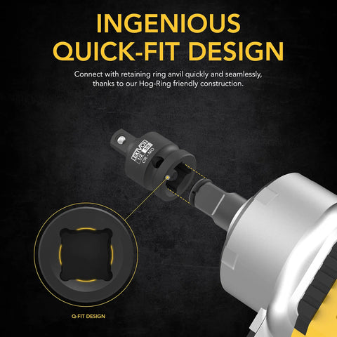 Impact Socket Adapter And Reducer Set For Quick Conversions From 1/4 To 3/8, 3/8 To 1/4, 3/8 To 1/2, And 1/2 To 3/8, Built From Chrome Molybdenum Alloy Steel, Heat Treated, 4 Piece Kit For Impact Drivers