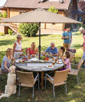 Brown Round Outdoor Fitted Tablecloth With Umbrella Hole Waterproof Wipeable Zippered Patio Table Cover for 36 to 44 Inch Tables