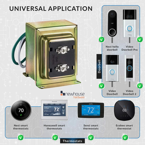 24V 40VA Doorbell Transformer Power Supply For Ring Video Doorbell Pro And Nest, with smart thermostats and doorbells