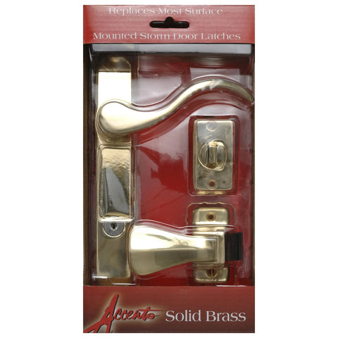 Serenade Brighton Surface Mount Door Latch for Screen and Storm Doors Polished Brass No Lock Out Night Latch Tech
